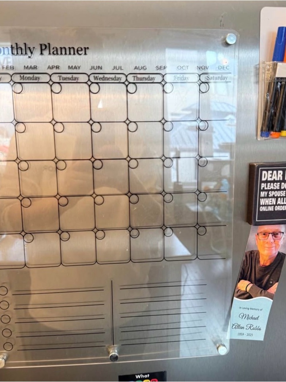 Magnetic Clear Acrylic Monthly Planner & Weekly Planner